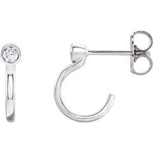 Sterling Silver 1/8 CTW Natural Diamond Huggie J-Hoop Earring