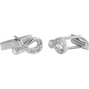 14K White 17x8.7 mm Infinity-Inspired Cuff Links