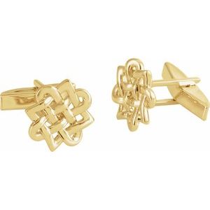14K Yellow 16x16 mm Celtic-Inspired Cuff Links