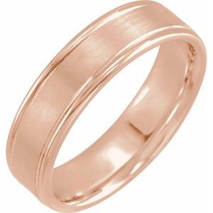 14K Rose 6 mm Grooved Band Size 10