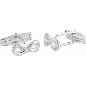 14K White 15.8x7 mm Infinity-Inspired Cuff Links