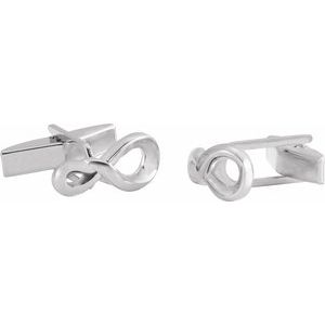 14K White 15.8x7 mm Infinity-Inspired Cuff Links