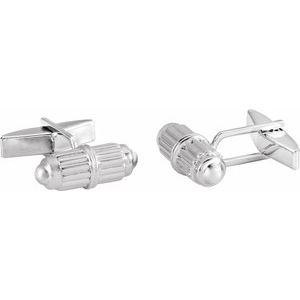 Sterling Silver 18.9x6.8 mm Barrel Cuff Links