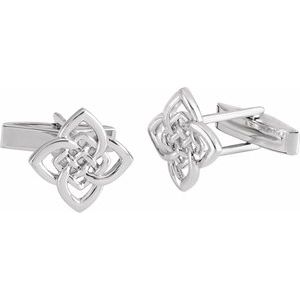 Sterling Silver 16.2x12.2 mm Celtic-Inspired Cuff Links