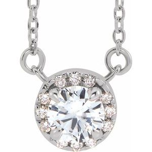 Sterling Silver 3.5 mm Natural White Sapphire & .03 CTW Natural Diamond 16" Necklace