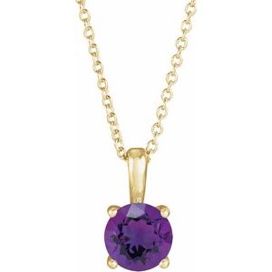 14K Yellow 5 mm Natural Amethyst 16-18" Necklace