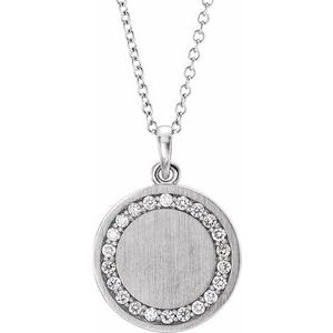 Sterling Silver 1/5 CTW Natural Diamond Engravable 16-18" Necklace