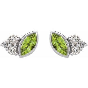 Sterling Silver Natural Peridot & .05 CTW Natural Diamond Earrings