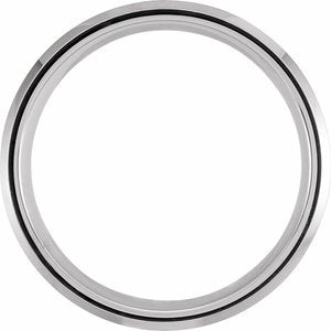White PVD Tungsten 8 mm Beveled Grooved Matte Band Size 10