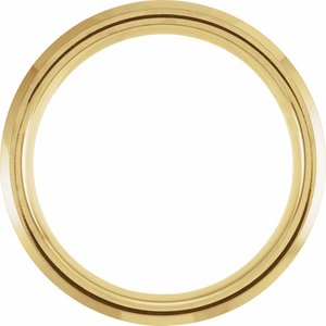 18K Yellow Gold PVD Tungsten 8 mm Beveled Band with Walnut Wood Inlay Size 10