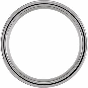 Tungsten 8 mm Flat Grooved Hammered Band Size 10