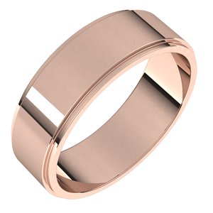 14K Rose 6 mm Flat Edge Band Size 10