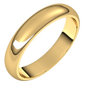 14K Yellow 4 mm Half Round Band Size 9