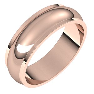 14K Rose 6 mm Half Round Edge Band Size 10