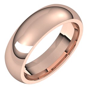 14K Rose 6 mm Half Round Comfort Fit Band Size 10