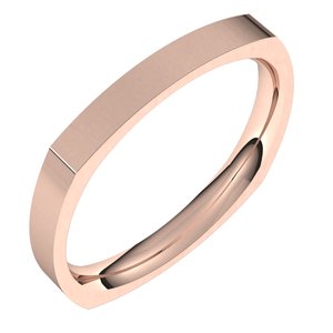 14K Rose 2.5 mm Square Comfort Fit Band Size 7