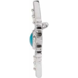14K White Natural Turquoise & .08 CTW Natural Diamond Pendant