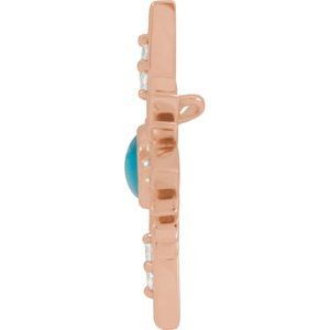 14K Rose Natural Turquoise & .08 CTW Natural Diamond Pendant