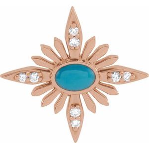 14K Rose Natural Turquoise & .08 CTW Natural Diamond Pendant