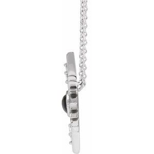 Sterling Silver Natural Black Onyx & .08 CTW Natural Diamond 16-18" Necklace