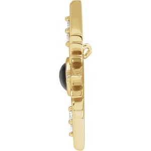 14K Yellow Natural Black Onyx & .08 CTW Natural Diamond Pendant