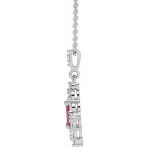 Sterling Silver Natural Ruby & 1/3 CTW Natural Diamond 16-18" Necklace