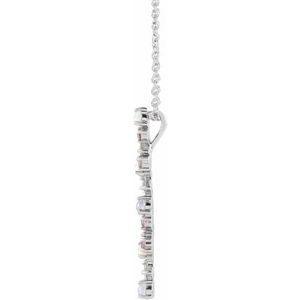 Sterling Silver Natural Ethiopian Opals, Natural Pink Sapphires & 1/8 CTW Natural Diamond Scattered Bar 16-18" Necklace