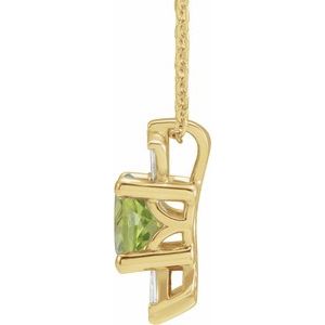 14K Yellow Natural Peridot & 1/6 CTW Natural Diamond 16-18" Necklace