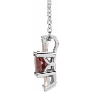Sterling Silver Natural Mozambique Garnet & 1/6 CTW Natural Diamond 16-18" Necklace