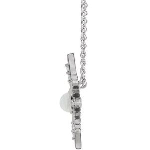 Sterling Silver Natural Rainbow Moonstone & .08 CTW Natural Diamond 16-18" Necklace