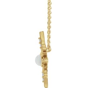 14K Yellow Natural Rainbow Moonstone & .08 CTW Natural Diamond 16-18" Necklace