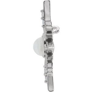 14K White Natural Rainbow Moonstone & .08 CTW Natural Diamond Pendant