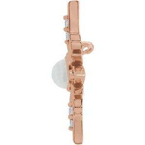 14K Rose Natural Rainbow Moonstone & .08 CTW Natural Diamond Pendant