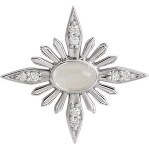Platinum Natural Rainbow Moonstone & .08 CTW Natural Diamond Pendant