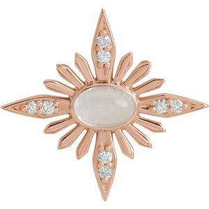 14K Rose Natural Rainbow Moonstone & .08 CTW Natural Diamond Pendant