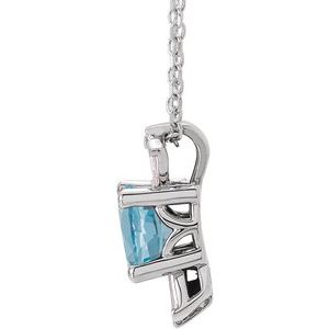 Platinum Natural Aquamarine & 1/6 CTW Natural Diamond 16-18" Necklace