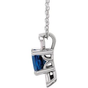 Sterling Silver Natural Blue Sapphire & 1/6 CTW Natural Diamond 16-18" Necklace