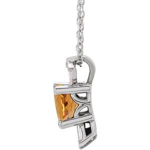 Platinum Natural Citrine & 1/6 CTW Natural Diamond 16-18" Necklace