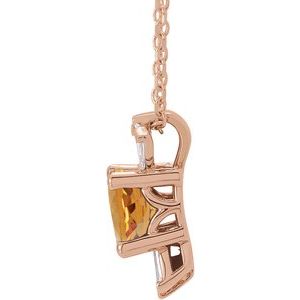 14K Rose Natural Citrine & 1/6 CTW Natural Diamond 16-18" Necklace