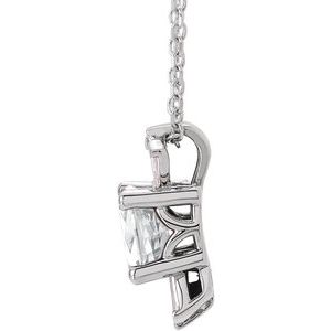 Platinum Natural White Sapphire & 1/6 CTW Natural Diamond 16-18" Necklace