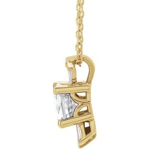 14K Yellow Natural White Sapphire & 1/6 CTW Natural Diamond 16-18" Necklace