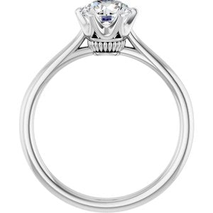 6.5 mm Crown Solitaire Round Engagement Ring Mounting