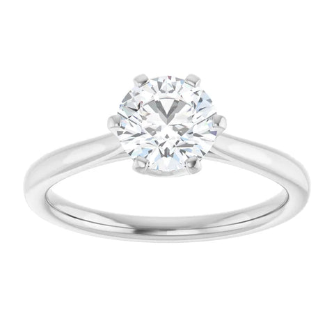 6.5 mm Crown Solitaire Round Engagement Ring Mounting