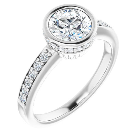 Bezel 6.5 mm Round Engagement Ring Mounting - Moijey Fine Jewelry and Diamonds