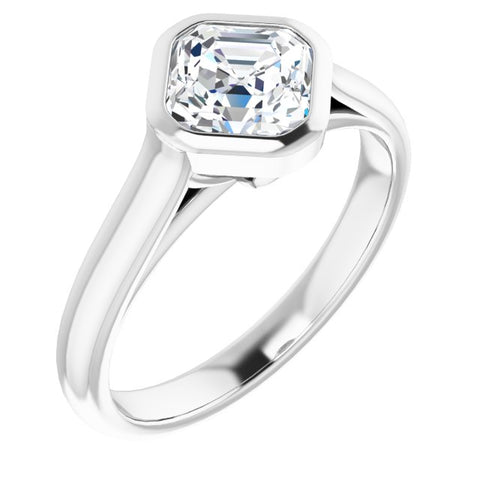 14k Asscher Bezel Set Engagement Ring - Moijey Fine Jewelry and Diamonds