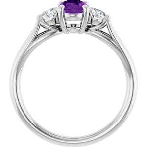 14K White Natural Amethyst & 1/5 CTW Natural Diamond Ring