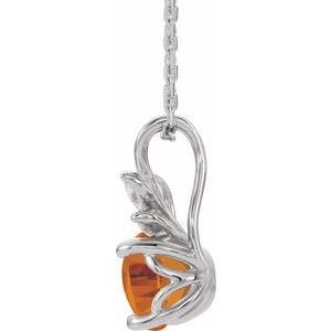 Sterling Silver Natural Citrine & 1/10 CTW Natural Diamond 16-18" Necklace
