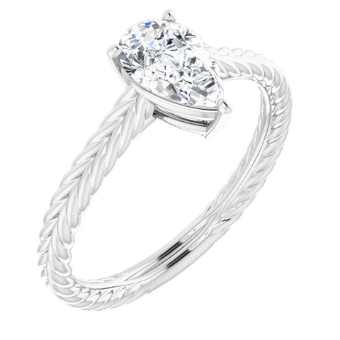 Pear-Shaped Braided Solitaire Engagement Ring Setting - Moijey Fine Jewelry and Diamonds