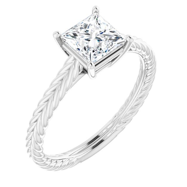 14K White 5.5mm Square Ring Mounting - Moijey Fine Jewelry and Diamonds