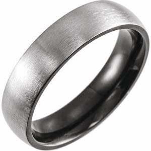 Black PVD Titanium 6 mm Half Round Comfort-Fit Satin Band Size 10